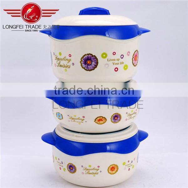 Household 3pcs insulated food warmer casserole/ plastic food container set