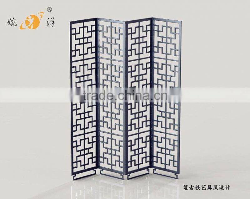 Interior decoration cheap art screen classical design metal folding screen