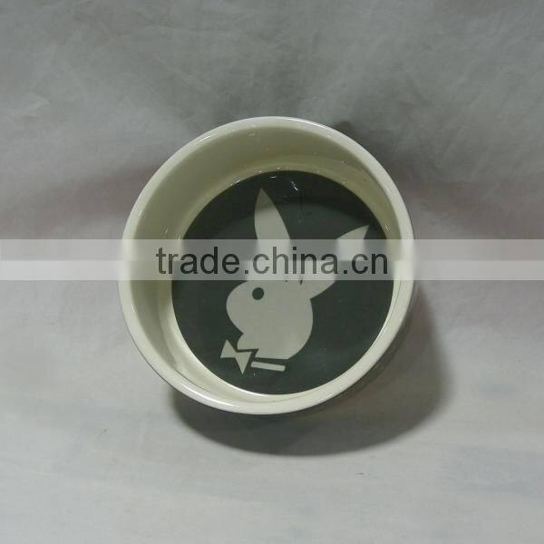 Black Rabbit Ceramic Dog Bowl