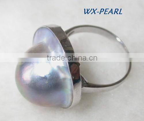 fashion jewelry pearl ring silver golden ring