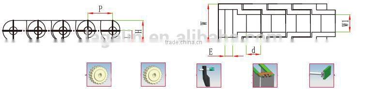 40P-60P chemical and medicine industries plastic PP flat top chain and sprocket