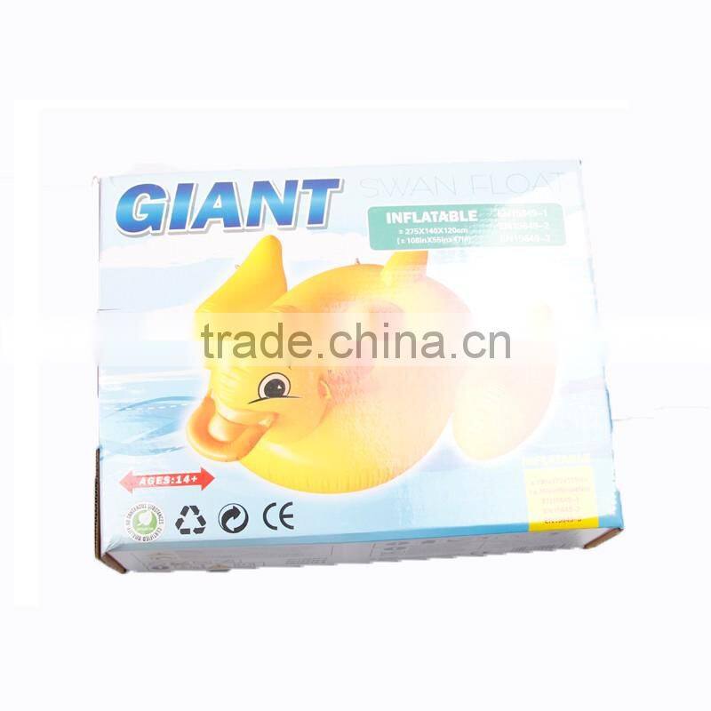 2017 hot selling leasure giant inflatable yellow duck pool float ourdoor swim ring watergame toys and party lounge for adults