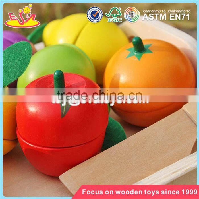 wholesale kids play kitchen toys wooden cutting fruit set funny wooden cutting fruit set for children W10B185