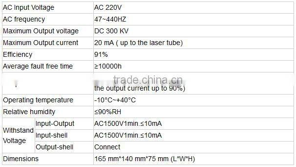 MYJG40W Jinan Mingyu 40W CO2 laser power supply for mini laser cutting and engraving machine