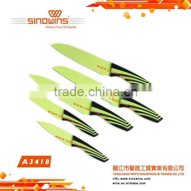 A3418-1 New design Stainless Steel Kitchen Knife Set with Non-stick Coating