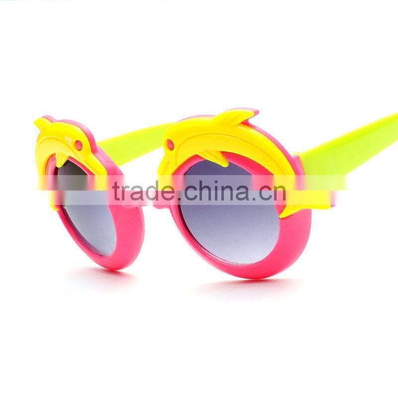 2015 Hot-selling Plastic Dolphins Glasses Fashionable Kids Sun Glasses Cheap Children Sunglasses