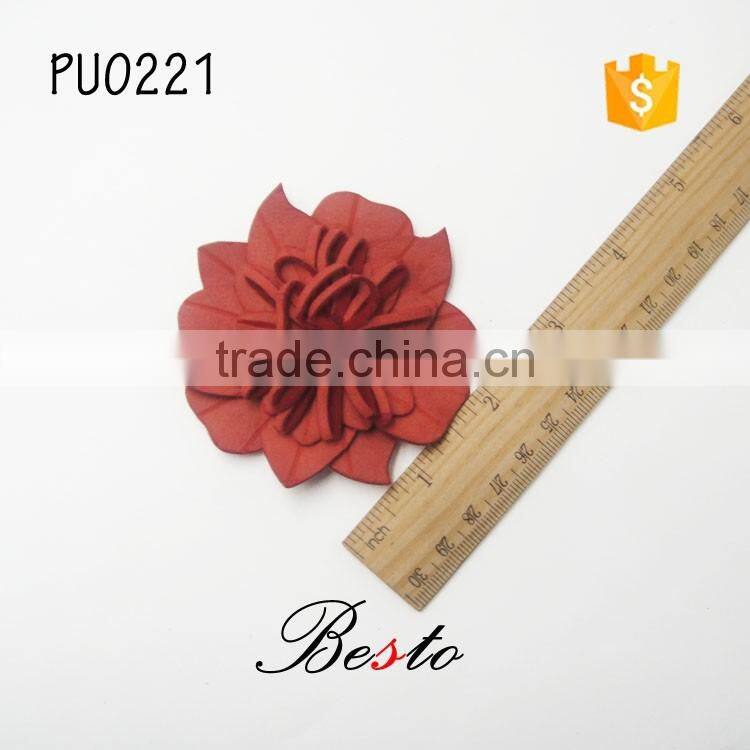 Wholesale genuine new custome PU material artificial leather daisy flower for shoes decoration