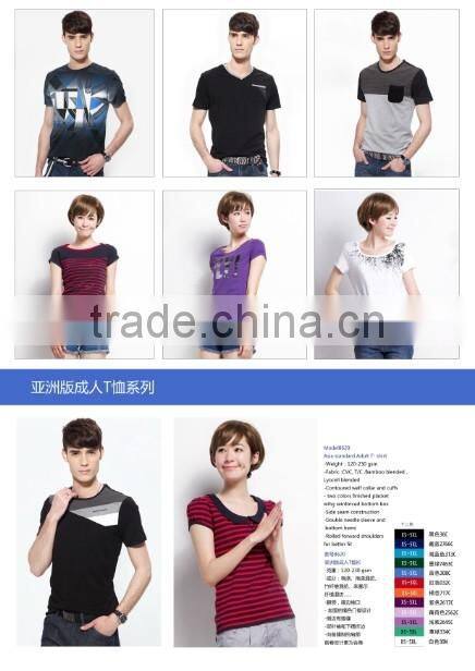 OEM 100% cotton plain blank black white blue red grey tubular O round neck tee shirts