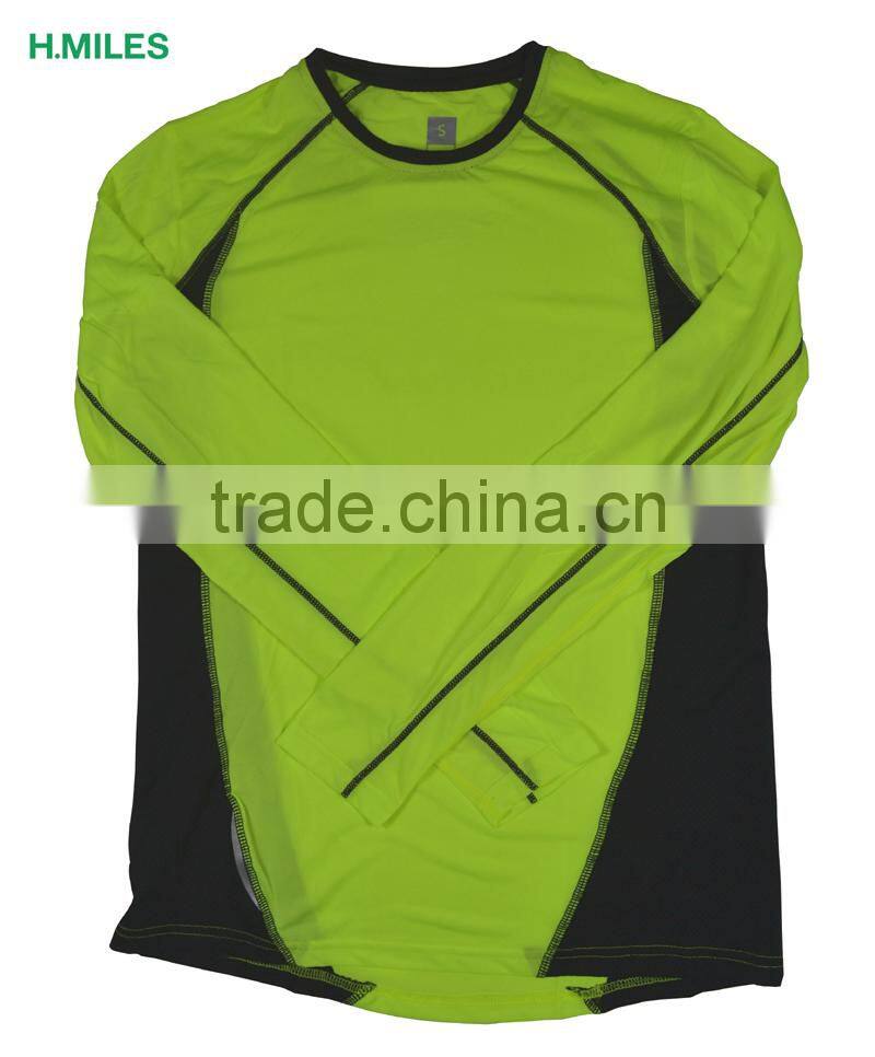 Sport plain sublimation gym running tights wear custom blank long sleeve compression shirt