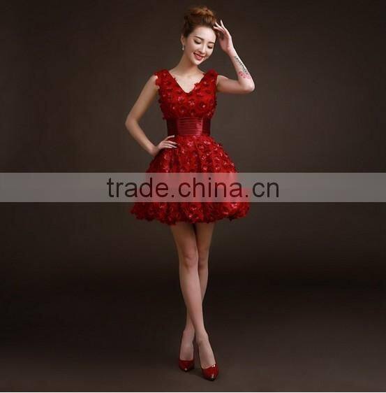 sexy short flower lace red fashion women dress