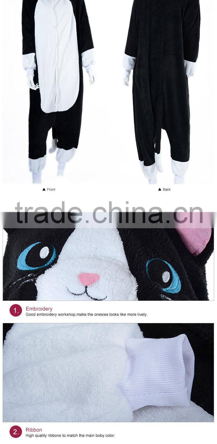 Flannel Fleece Cat Funny Carnival Costume Adult Couple Animal Onesie wholesale