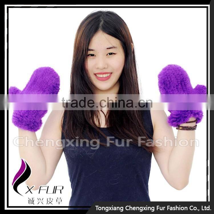 CX-A-60K Hand Knitted Elastic Genuine Women Mink Fur Gloves