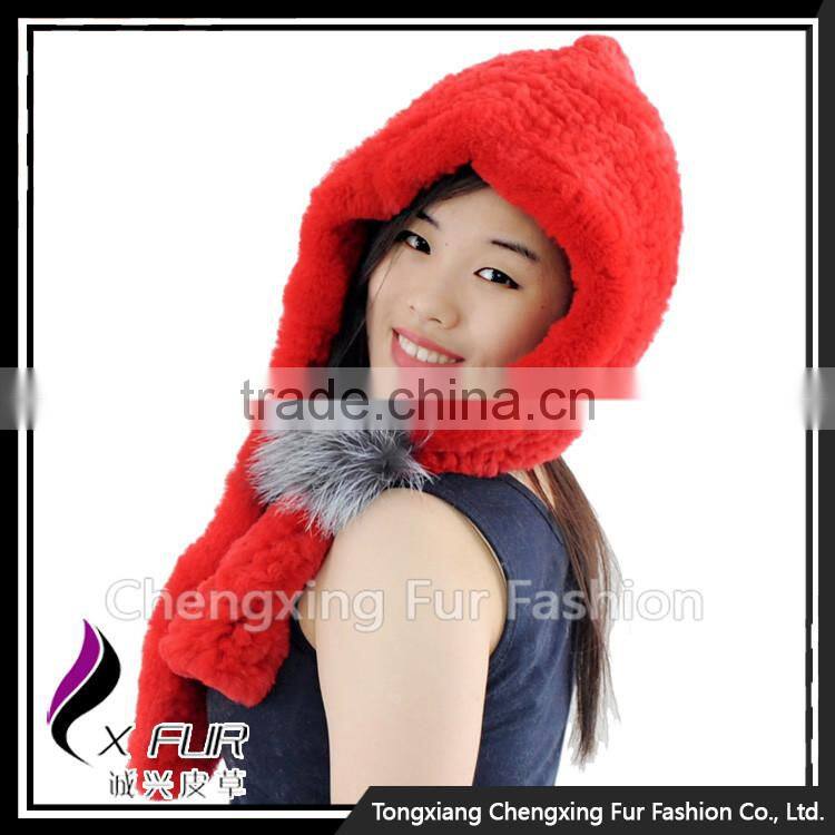 CX-C-242F 2016 New Women Warm Rex Rabbit Fur Knitting Hat