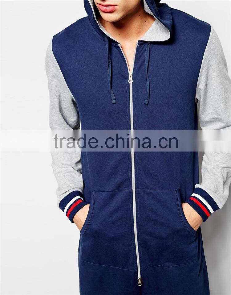 PA0041A Plain Adult Onesie Jumpsuit With Contrast Sleeve and Tipped Rib