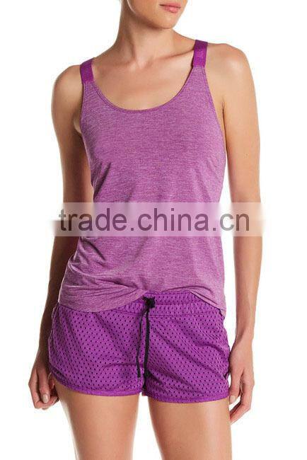 MGOO OEM Service Purple Spandex Fabric Stretchy Racer Back Singlet Wholesale Cool Dry Women Sport Tank Top
