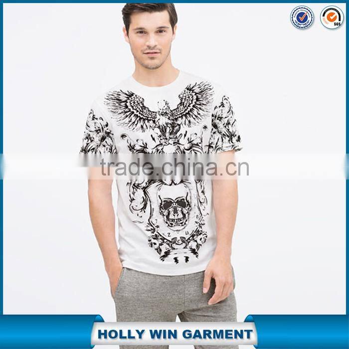 Customed design mens t shirt yarn with vintage eagle printing