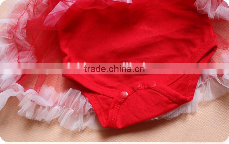Children Christmas Outifit Santa Claus Baby Clothes Romper Red Booming Chiffon Clothing