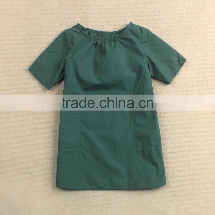 Simple New Design Baby Cotton Dresses Children Plain Red Casual Wear Baby Girls Party Dresses Wholesale