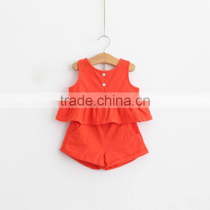 Kids Clothing Solid Color Series Clothing Set Singlet And Shorts Soft Cotton Garments