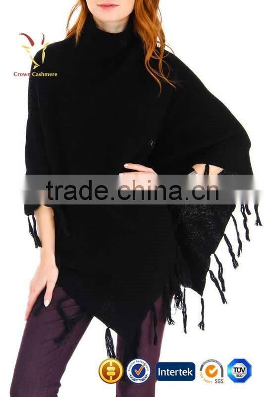 Classic Cashmere Fringed Poncho Cashmere Poncho Sweater Wrap