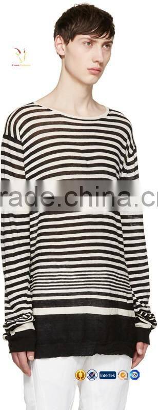 Mens 100% Cashmere Striped Pullover Sweater