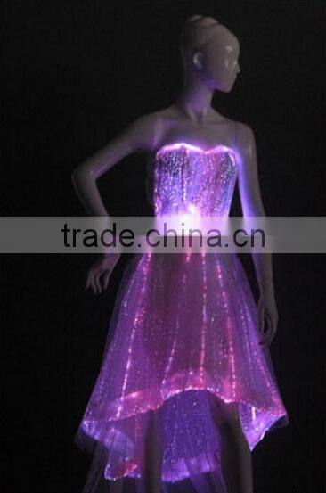 Popular ball gown fiber optic led light mini evening dress 2014
