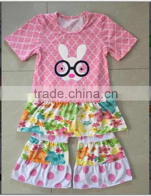 love baby garment Easter rabbit ruffle pants outfit Girls Easter Bunny Summer Outfit Set, Baby girl suit bamboo fiber bunny suit
