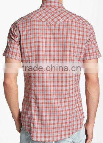 cotton check shirt with pockets for fashion men