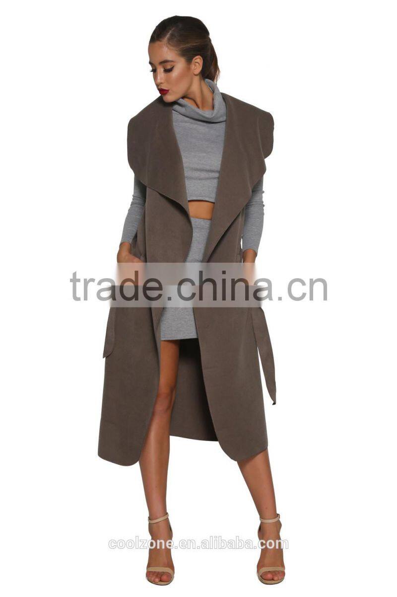 Oversized waterfall collar loose fit coat fashion women trench coat