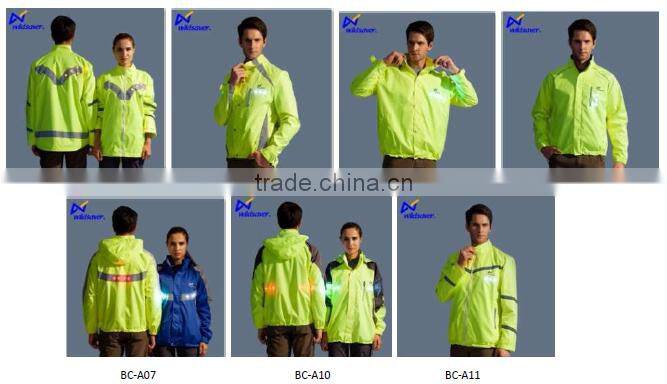 flashing brand windbreaker with hood safety warining jackets for climbing