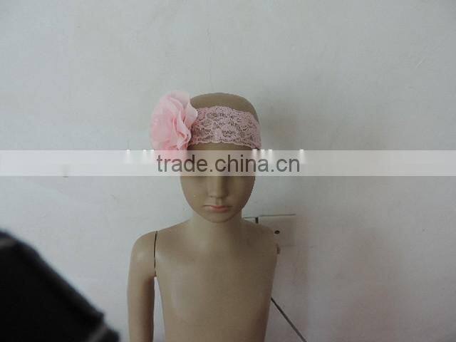 baby lace tulle headband cotton flower elastic craft floral kids hairband 2016 wholesale