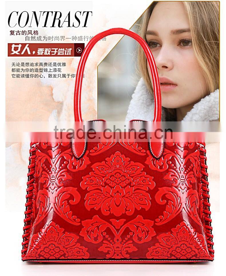 R1849H women's chinese style element handbag flower pattern PU leather purse handbags