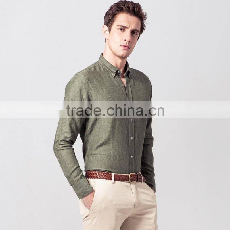 Men's long sleeve flax casual shirt