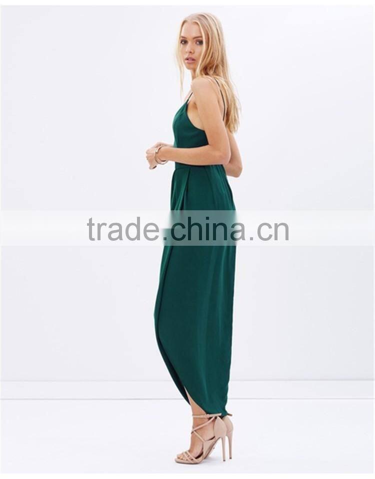 2016 Guangzhou Shandao Factory Summer Spaghetti Strap Backless Back Zipper Sexy Elegant Green Very Cheap Dresses