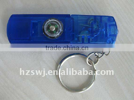 Promotional Cheap Whistle Key-Light With Compass/Whistle key light with compass keyring