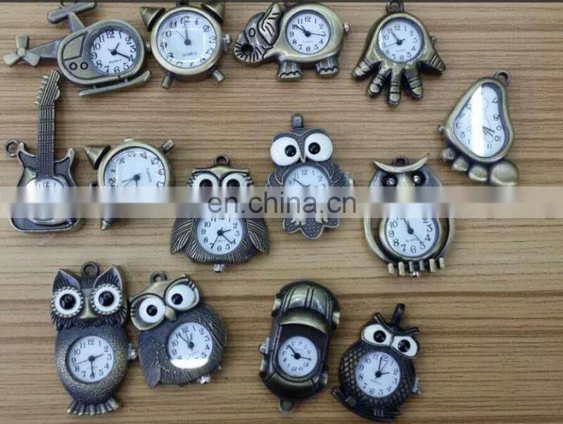 Retro Antique Vintage Cheap Owl Elephant Animal Pendant Necklace Watch