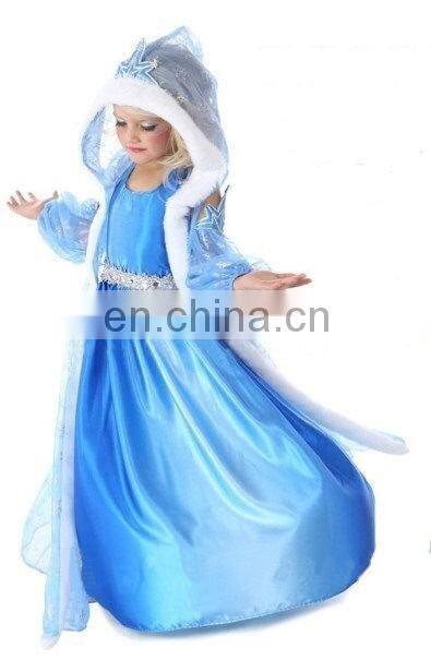 fashion long sleeve frozen elsa dress cape frozen elsa dress fabric elsa costume FC2019