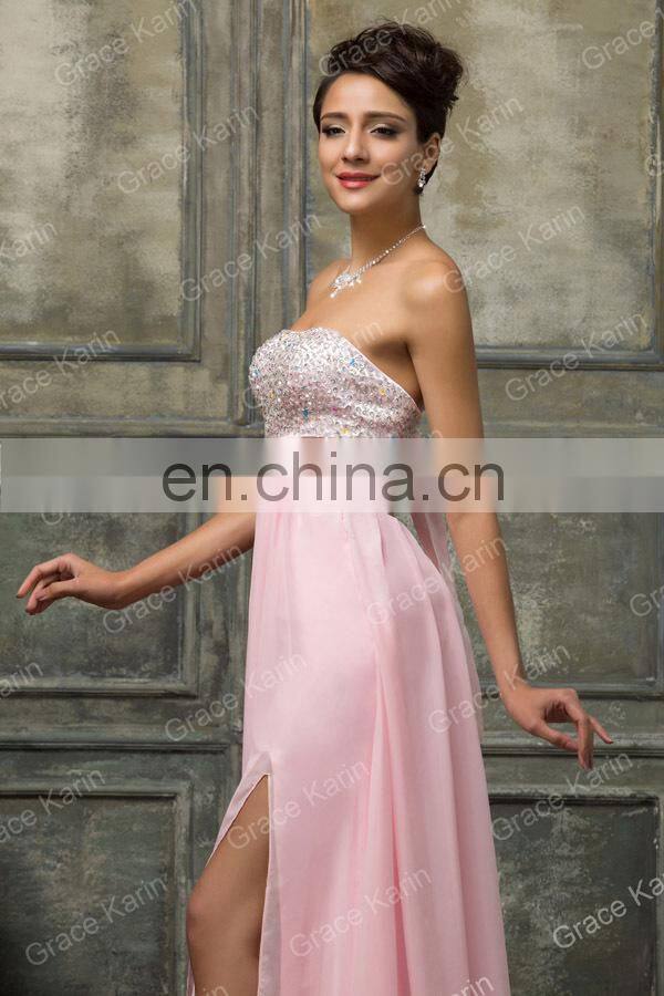 Grace Karin Ladies Sexy Strapless Sequins Beaded Backless Long Evening Dresses CL3437-1