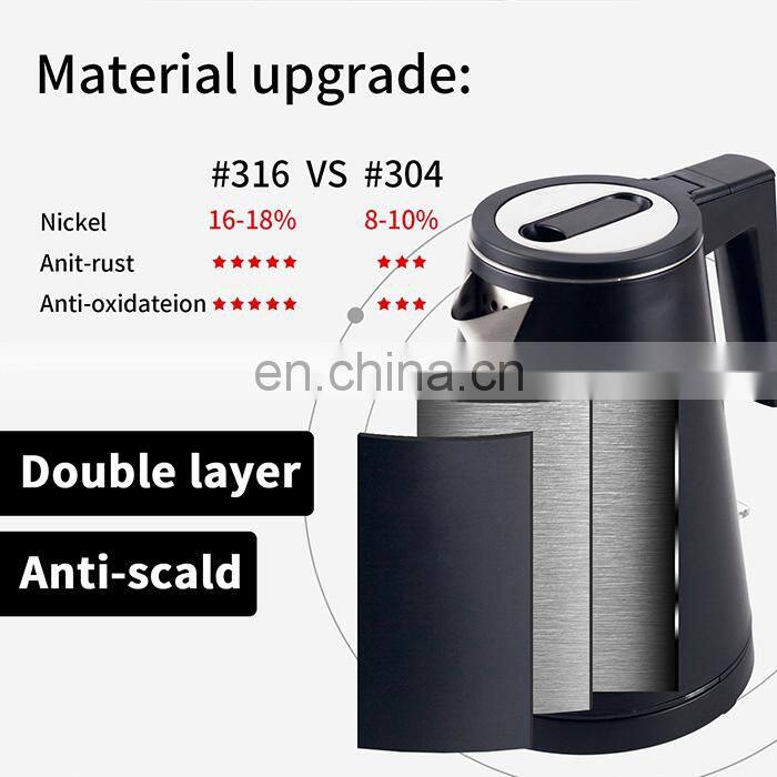 Honeyson new 5 star hotel supplies luxury black 0.8L cordless electric kettle