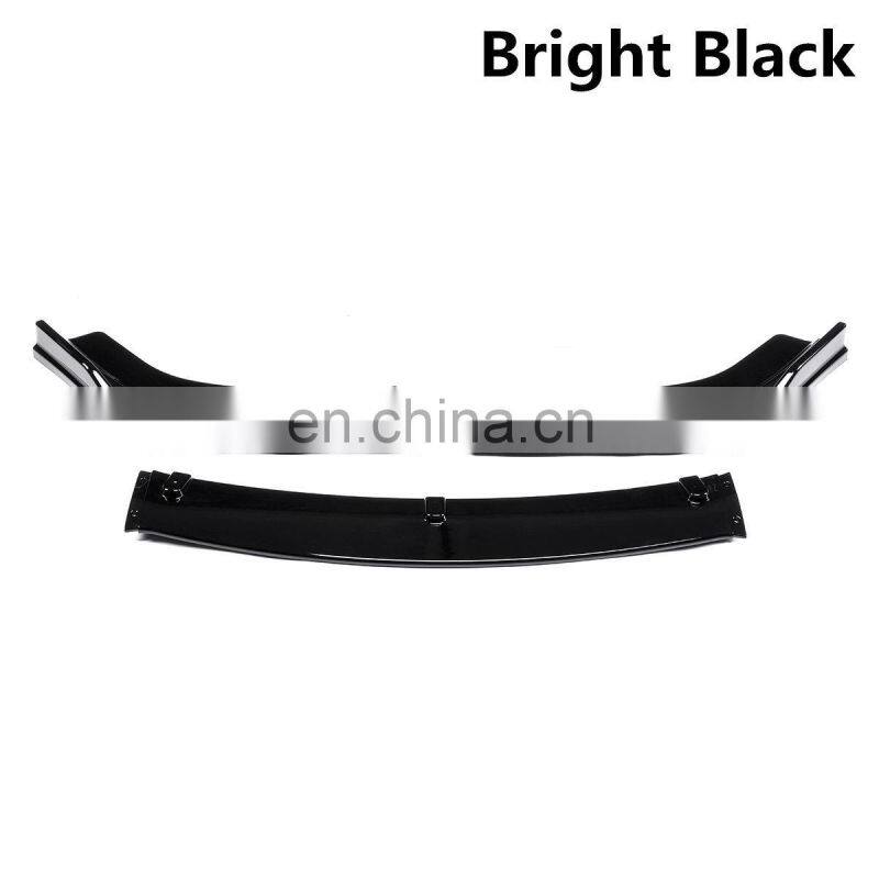 Matte black three - segment spoiler for universal purpose front bumper lip car front shovel