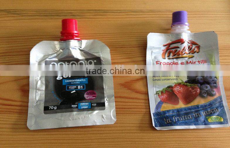 aluminum foil stand up juice pouch bag for food liquid packaging with top or corner spout