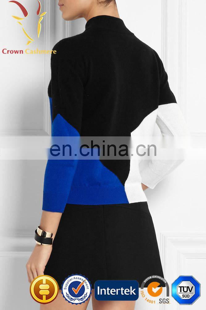 Cashmere Star Design Round Neck Sweater Lady Pullover Sweater