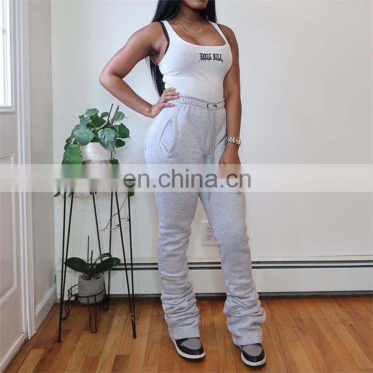 Women Autumn Fall Winter Thicken Fleece Stacked Sweat Women Pants Women Trousers