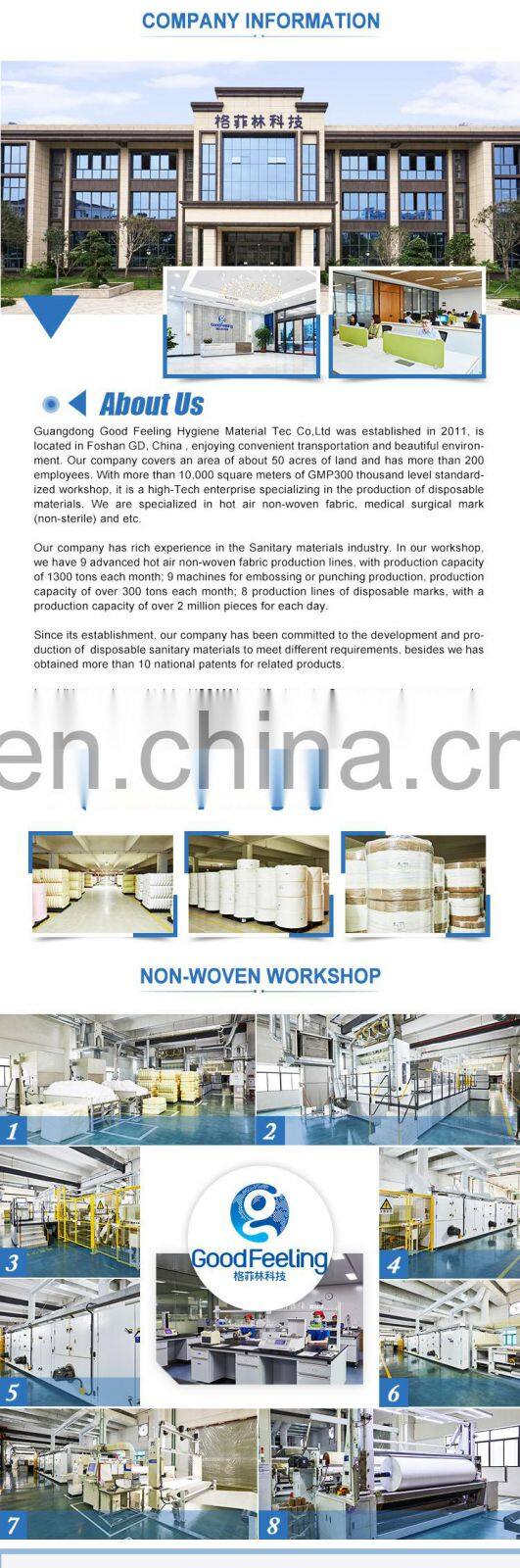 Hot Air 100% ES Filter Fabric Factory Sales Cotton for KN95 Mark Nonwoven Goodfeeling Make-to-order Medium Weight CN;GUA GFHA01