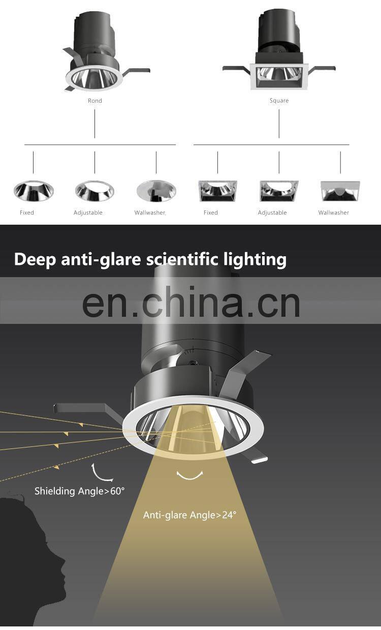 ALLWAY High Quality Indoor Ceiling Lighting 5w 7w 12w 20w Recessed 3 Color Cob Spotlight Led Spot Lamp