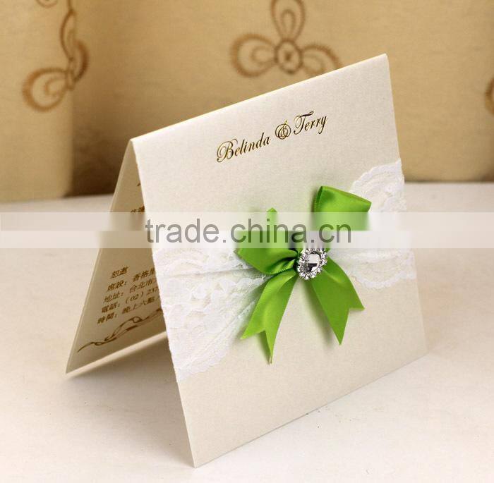 Creative Luxurious Design 2016 Wedding Card Invitations with Ribbon