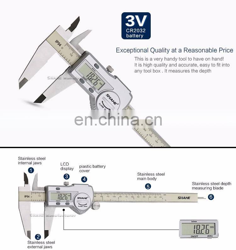 SHAHE IP54 0-200mm High quality digital vernier caliper stainless steel vernier caliper electronic caliper