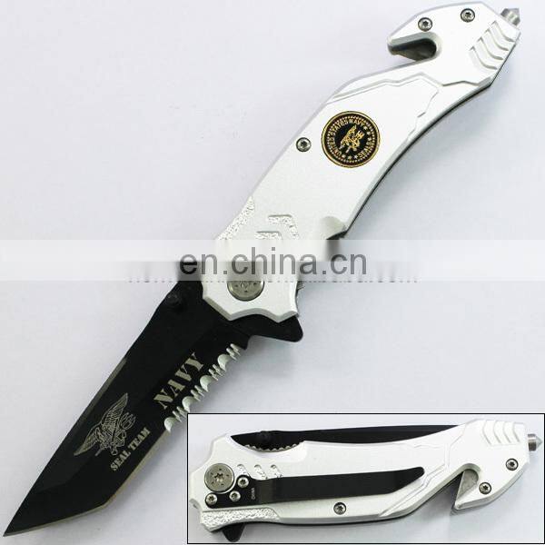 8 Inch Stainless Steel Rescue Pocket Knife With Aluminum Handle