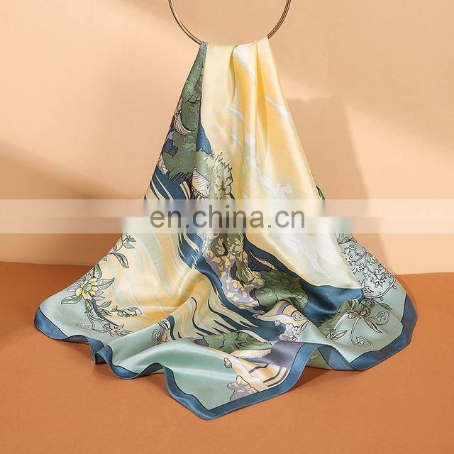Luxury Vintage Unique Pattern Custom Square 100% Natural Silk Scarves For Women