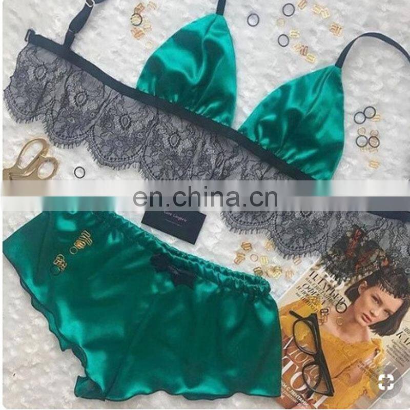 2022 Cheap Price  Women Lace Pajamas With Chest Pads Women Silk Pajamas